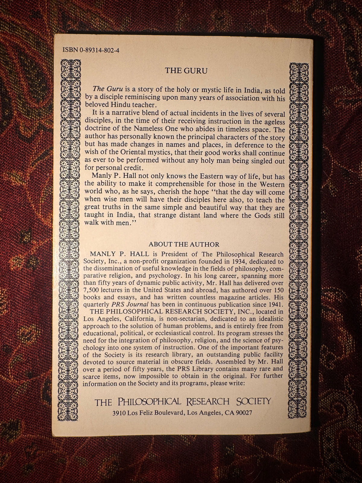 The Guru, Manly P. Hall