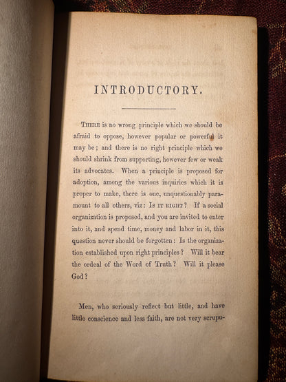 Plain Thoughts on Secret Societies (1852)