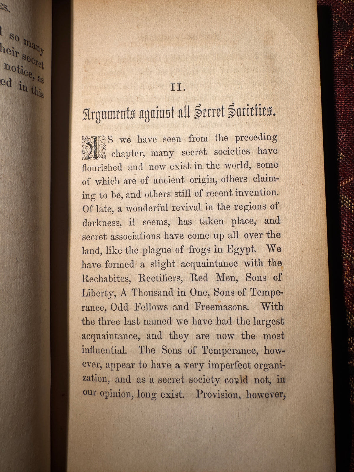 Plain Thoughts on Secret Societies (1852)